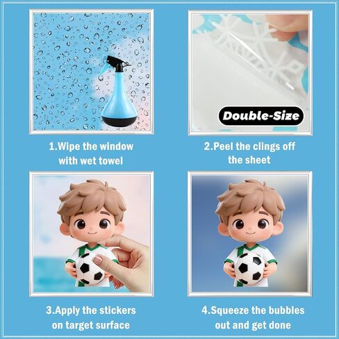 2026 USA Soccer Window Clings Stickers for Kids - 8 Sheets Reusable No Glue Static Clings for 2026 Viewing Party, Perfect for Glass Windows, Soccer Decor for USA 2026, Kids Love It! in Saudi Arabia