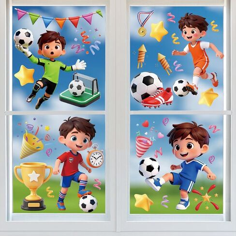 2026 USA Soccer Window Clings Stickers for Kids - 8 Sheets Reusable No Glue Static Clings for 2026 Viewing Party, Perfect for Glass Windows, Soccer Decor for USA 2026, Kids Love It! in Saudi Arabia