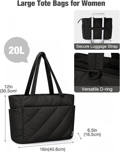 Noozion Puffer Tote Bag for Women, Lightweight Quilted Puffy Shoulder Bag, Large Work Travel Tote for Gym, School in Saudi Arabia