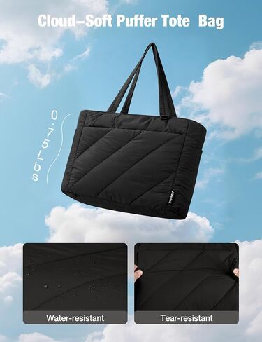 Noozion Puffer Tote Bag for Women, Lightweight Quilted Puffy Shoulder Bag, Large Work Travel Tote for Gym, School in Saudi Arabia
