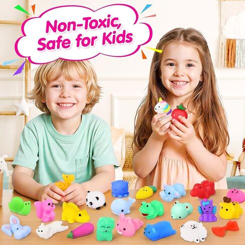 OCATO Squishies 40pcs Mochi Squishy Toys Party Favors for Kids Mini Squishy Kawaii Fidget Toys Stress Relief Treasure Box Toys for Classroom Prizes Kids Easter Egg Fillers Goodie Bag Stuffers, Random in Saudi Arabia
