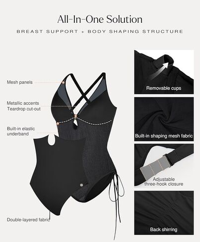 Popilush Bathing Suit for Women Tummy Control Shapewear Swimsuit Mesh One Piece Slimming Swimsuit with Built-in Bra in Kuwait