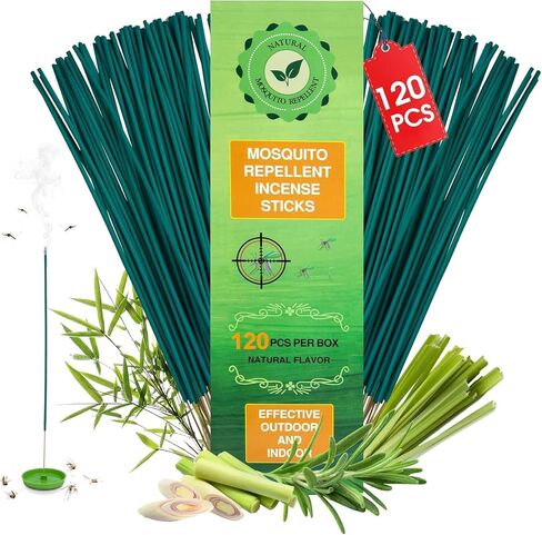 240 Pcs Natural Mosquito Repellent Outdoor Patio, Citronella Oil Mosquito Incense Sticks Plant-Based Bug Repellent for Patio Camping Fishing Backyard Travel Mosquito Control in Saudi Arabia