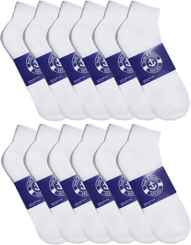Yacht & Smith 12 PAIRS Mens Quarter Ankle Socks, Cotton, Cheap Value Ankle Sock, Donation Homeless, Lightweight Bulk in Kuwait