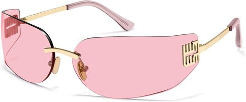 VANLINKER Y2K 90s Sunglasses for Women Trendy Wrap Around Rimless Frame Fashion Rectangle Tinted Frameless Shades VL9924 in Kuwait