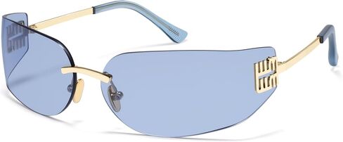 VANLINKER Y2K 90s Sunglasses for Women Trendy Wrap Around Rimless Frame Fashion Rectangle Tinted Frameless Shades VL9924 in Kuwait