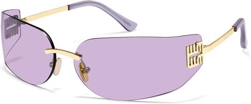 VANLINKER Y2K 90s Sunglasses for Women Trendy Wrap Around Rimless Frame Fashion Rectangle Tinted Frameless Shades VL9924 in Kuwait
