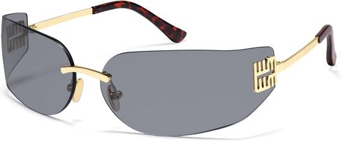 VANLINKER Y2K 90s Sunglasses for Women Trendy Wrap Around Rimless Frame Fashion Rectangle Tinted Frameless Shades VL9924 in Kuwait