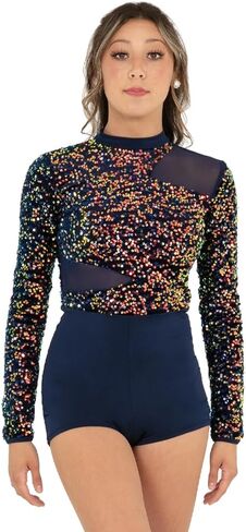 Alexandra Iridescent Velvet Long Sleeve Biketard in Saudi Arabia