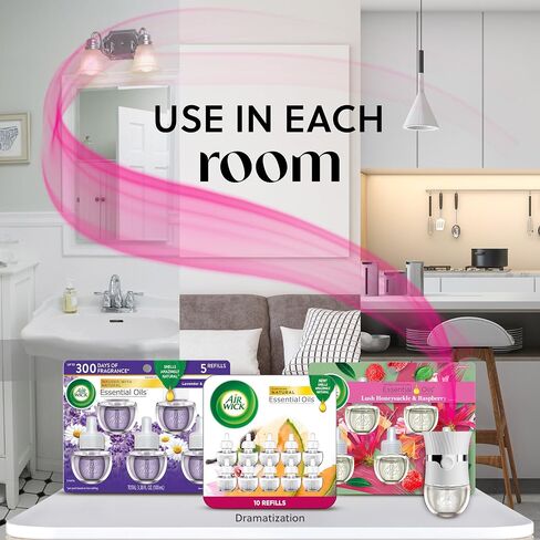 Air Wick Plug in Scented Oil Starter Kit (Warmer + 1 Refill), Lavender & Chamomile, Air Freshener, Essential Oils in Kuwait