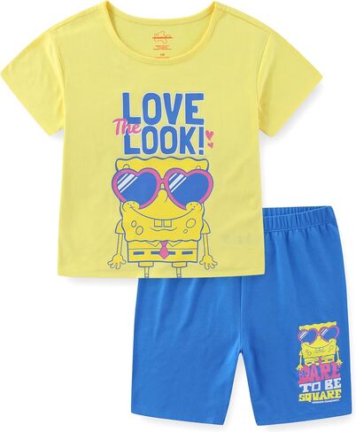 SPONGEBOB SQUAREPANTS Girls Short Sleeve T-Shirt and Bike Short Set for Big Kids in Kuwait
