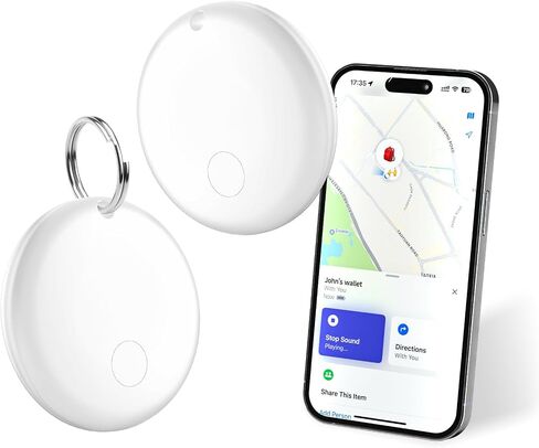 Smart Air Tags: Key Finder Works for Apple Find My (iOS Only),Bluetooth Luggage Tracker, Item Locator for Key,Wallet, Backpack,Suitcase, Bag, Season Birthday Gift Choice (White, 2 Pack) in Kuwait