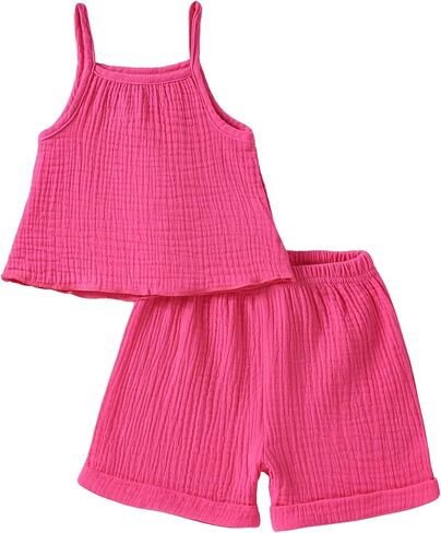 Weebaby Baby Clothes Girl Toddler Summer Outfits Infant Casual Sleeveless Halter Ruffle Tank Cute Short Set Baby Clothing in Saudi Arabia