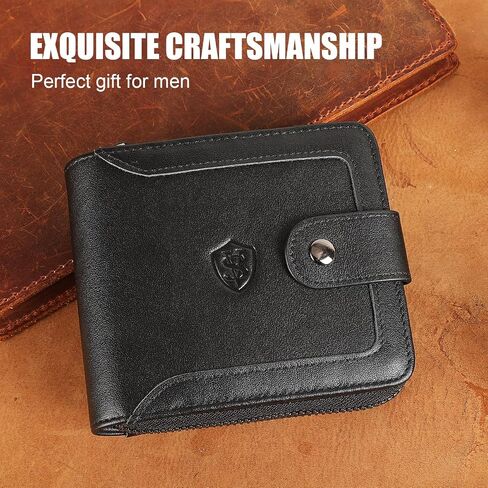 STAR VISTA Aurel Full Grain Leather Wallet for Men, RFID Blocking, 13 Card Slots, YKK Zipper Compartment, AirTag Slot, ID Window, Black in Saudi Arabia