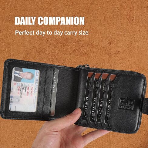 STAR VISTA Aurel Full Grain Leather Wallet for Men, RFID Blocking, 13 Card Slots, YKK Zipper Compartment, AirTag Slot, ID Window, Black in Saudi Arabia