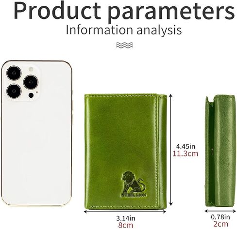 Trifold Wallet for Men and Women, RFID Blocking Cowhide Leather Wallet with 2 Clear ID Windows, 11 Card Slots, Slim Design and Snap Closure for Everyday Carry, Travel and Gifts (Green) in Kuwait