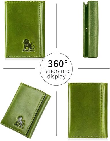 Trifold Wallet for Men and Women, RFID Blocking Cowhide Leather Wallet with 2 Clear ID Windows, 11 Card Slots, Slim Design and Snap Closure for Everyday Carry, Travel and Gifts (Green) in Kuwait