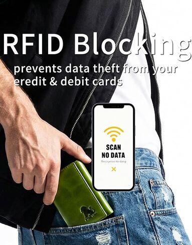 Trifold Wallet for Men and Women, RFID Blocking Cowhide Leather Wallet with 2 Clear ID Windows, 11 Card Slots, Slim Design and Snap Closure for Everyday Carry, Travel and Gifts (Green) in Kuwait