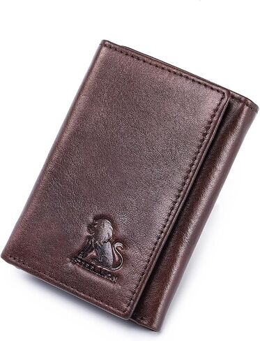Trifold Wallet for Men and Women, RFID Blocking Cowhide Leather Wallet with 2 Clear ID Windows, 11 Card Slots, Slim Design and Snap Closure for Everyday Carry, Travel and Gifts (Green) in Saudi Arabia