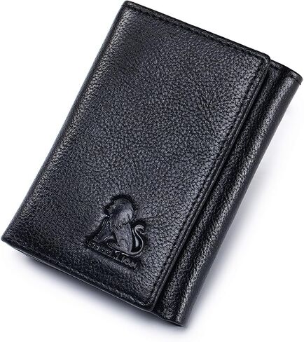 Trifold Wallet for Men and Women, RFID Blocking Cowhide Leather Wallet with 2 Clear ID Windows, 11 Card Slots, Slim Design and Snap Closure for Everyday Carry, Travel and Gifts (Green) in Kuwait