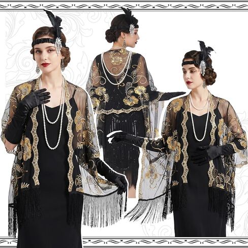 1920s فلابر اكسسوارات مجموعة طافوا 20s اكسسوارات للنساء طقم أزياء الحفلات موضة مع قلادة قفازات أقراط شال in Kuwait