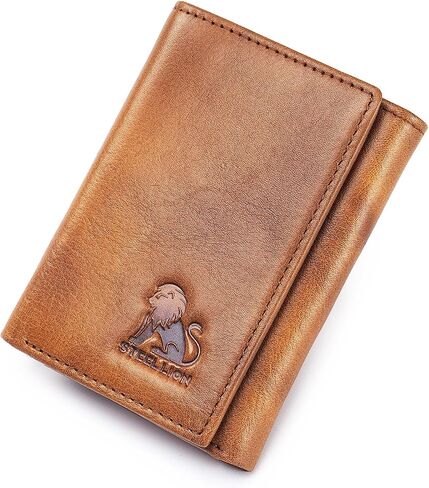 Trifold Wallet for Men and Women, RFID Blocking Cowhide Leather Wallet with 2 Clear ID Windows, 11 Card Slots, Slim Design and Snap Closure for Everyday Carry, Travel and Gifts (Green) in Kuwait