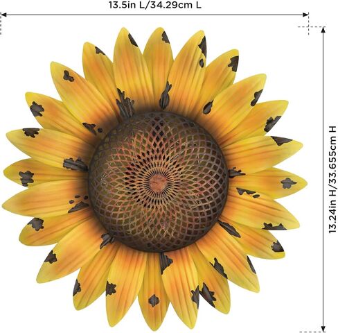 Regal Art & Gift Solar Sunflower Wall Décor - Decorative Coastal Handcrafted Wall Art Sculpture for Outdoor and Indoor in Saudi Arabia