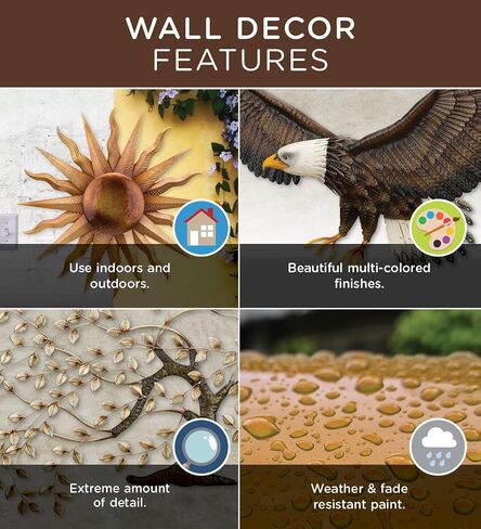 Regal Art & Gift Solar Sunflower Wall Décor - Decorative Coastal Handcrafted Wall Art Sculpture for Outdoor and Indoor in Saudi Arabia