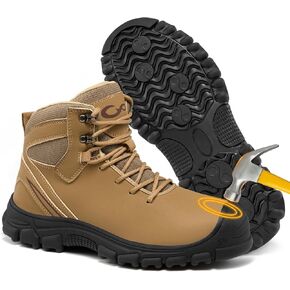 FUDYNMALC Mens Steel Toe Boots: Slip Resistant Puncture Safety Work Shoes Waterproof Comfortable for Industrial Construction in Saudi Arabia