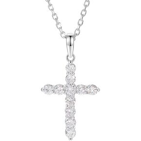 Lab Grown Diamond Cross Necklace, 0.759 Carat Diamond Christian Faith Cross Pendant Necklace for Women/Men, D Color VVS1 Clarity, Hypoallergenic Sterling Silver/18K Gold Plated, 18"+2" Chain in Saudi Arabia