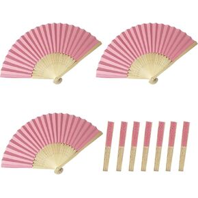 10 Pcs Handles Paper Folding Fans, 8.3 Inch Portable Rose Red Hand Fans, Decorative Paper Fans For Wedding, Party Favors, Bridal Shower, DIY Crafts, Photography Props (Rose Red) in Saudi Arabia