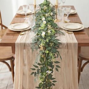 6 Ft 2 Packs Artificial Greenery Eucalyptus Garlands Faux Silver Dollar Eucalyptus Leaves Vines Spring/Summer Garland for Outdoor Wedding Arch Indoor Table Runner Fireplace Mantle Decoration in Saudi Arabia