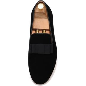 FERUCCI Handmade Men Black Velvet with Black Bow Slippers Loafers in Saudi Arabia