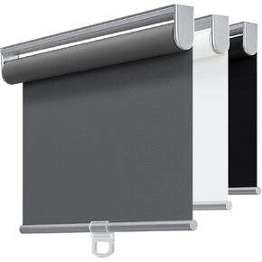 Cordless 100% Blackout Roller Shades for Windows,UV Protection Pull Down Shades,Room Darkening Door Blinds Thermal Insulated Fabric for Home Office and Bedroom(17" W x 72" H,Grey) in Saudi Arabia