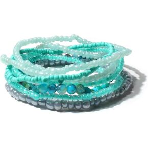 Handmade Bohemian Stacked Bead Elastic Bracelet Set Crystal Pearl Bead Multi-Layer Ccolor Mix Boho Bracelet Jewelry for Women in Saudi Arabia