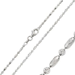 Sterling Silver 2 mm Diamond Cut Alternating Oval & Round Bead Ball Chain Necklace in Saudi Arabia