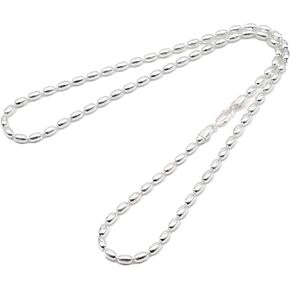 Sterling Silver Charleston Rice Bead Sturdy Necklace Chain 4 x 5mm Beads 400ga with Lobster Clasp in Saudi Arabia