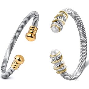 OSIRIDEH2 Elegant Twisted Cable Bangle Bracelet for Women - Open Cuff Classic Jewelry Gift for Anniversary, Valentine, Birthday in Saudi Arabia