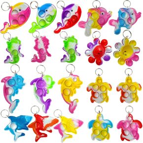 20 Packs bulk Mini Pop Whales Fish Octopuses Stars Turtle Dolphin Keychain fidgets Bubble Classroom Students gifts Teacher, Summer Hoilday Party Favors in Saudi Arabia