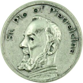 Patron Saint St Padre Pio of Pietrelcina Pocket Token with Prayer Back by Lumen Mundi in Saudi Arabia