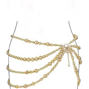 Bikini Multi-Layer Waist Belly Chain Pearl Belly Chain Layered Waist Body Chains Bikini Belly Jewelry Fashion Beach Rave Party Club Body Accessories Jewelry for Women in Saudi Arabia