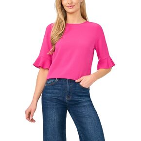 CeCe Women's Short Sleeve Ruffle Cuff Crew Neck Blouse in Kuwait