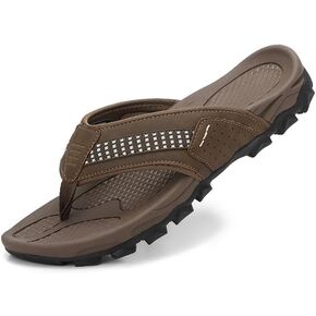 ARRIGO BELLO Mens Flip Flops Leather Sandals Arch Support Beach Thong Flipflops Lightweight Summer Slippers US Size 8-13 in Saudi Arabia