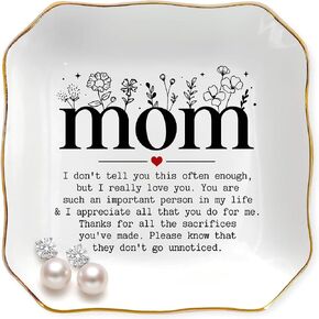 Mother's Day Birthday Gifts for Mom 2026 - Trinket Dish for Decor, Bonus Mom Gifts from Daughters Son, Nana Gigi Mother In Law Gift, Ceramic Jewelry Tray for Rings Earrings Necklaces Bracelet Keys in Saudi Arabia