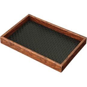 Wooden Valet Tray Valet Desk Organizer Tray with Leather Base Wooden Jewelry Tray, Nightstand Trays Holder for Wallets, Keys, Watches, Daily Necessities, Catch All Trays in Saudi Arabia