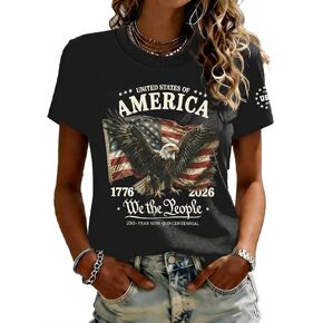 250th Anniversary USA Patriotic Crew Neck T-Shirt for Women, Cotton 1776-2026 Tee, 4th of July Casual Tops in Saudi Arabia