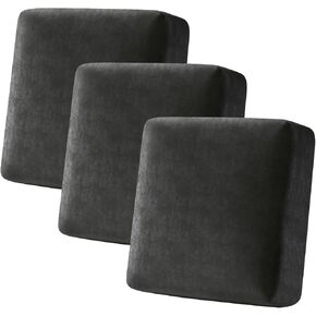 Premium PU Leather Couch Cushion Cover Skin-friendly Sofa Cushion Covers Individual Stretch Soft Thickened Couch Seat Covers Luxurious Furniture Protector for Living Room (3 Cushion XL Sofa, Black) in Saudi Arabia