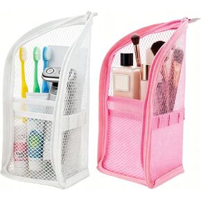 2Pcs Standing Toiletry Bag, Upright Waterproof Travel Toiletry Bag, Translucent Portable Foldable Makeup Cosmetic Bag, Leakproof Travel Organizer Pouch for Bathroom, Gym, Business Trip,Family Travel in Saudi Arabia