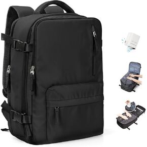 BOXSAM Vacuum Seal Backpack for Travel with Air Pump Compression 18x14x8 inches Vacpack Carry on Flight Approved Daypack Laptop Space Saver Bags Storage with Vacuum System Travel Bag Men Women Black in Saudi Arabia