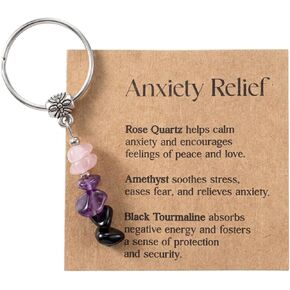 Crystal Keychain Gift for Women, Natural Stone Beaded Key Ring with Card, Cute Bag Charm for Friend in Saudi Arabia